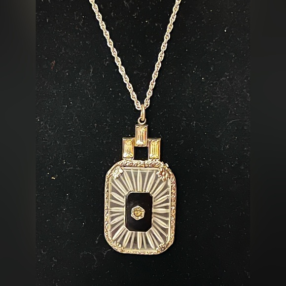 Vintage Camphor Glass Onyx Necklace - Picture 6 of 15